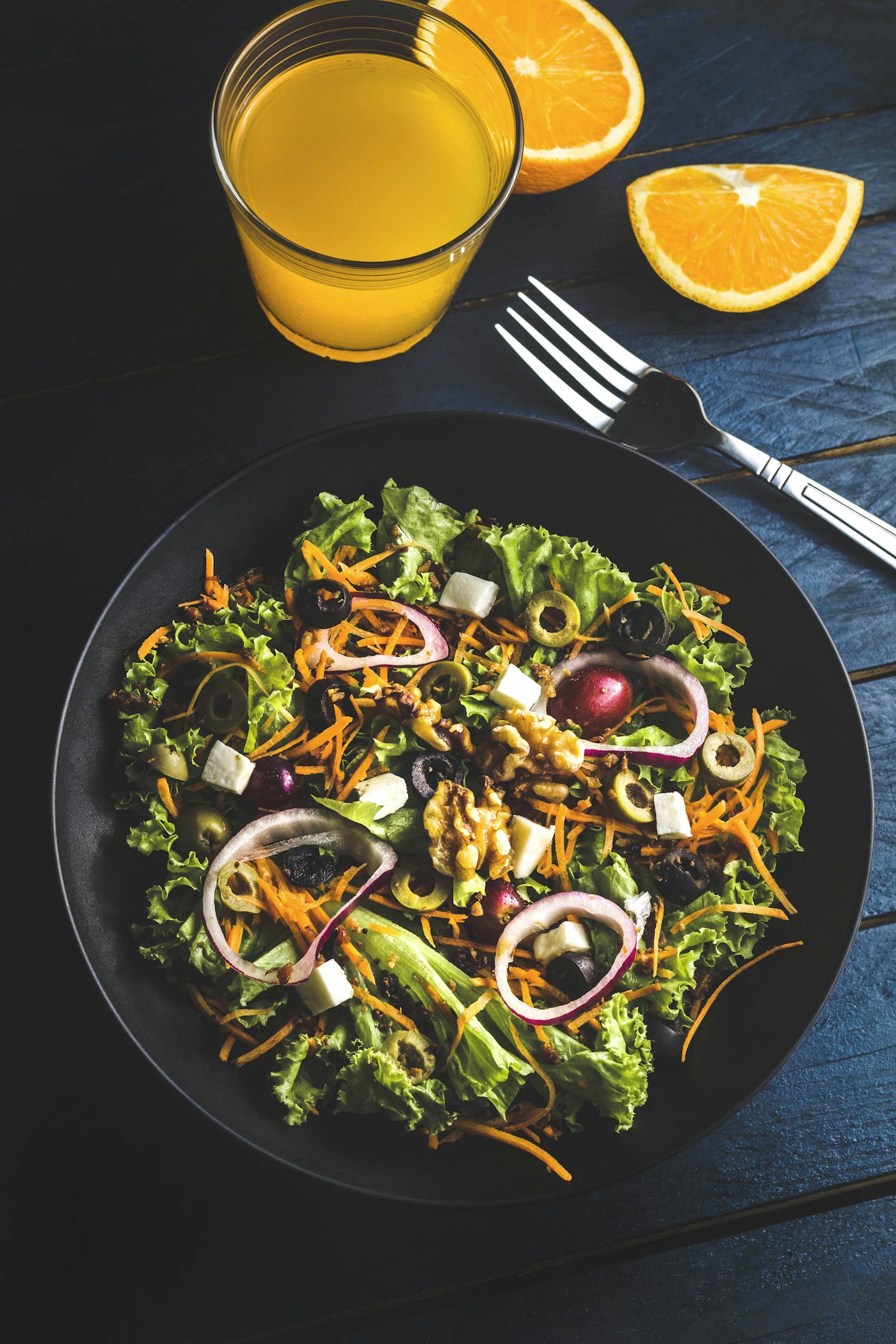 A chopped salad with fresh herbs