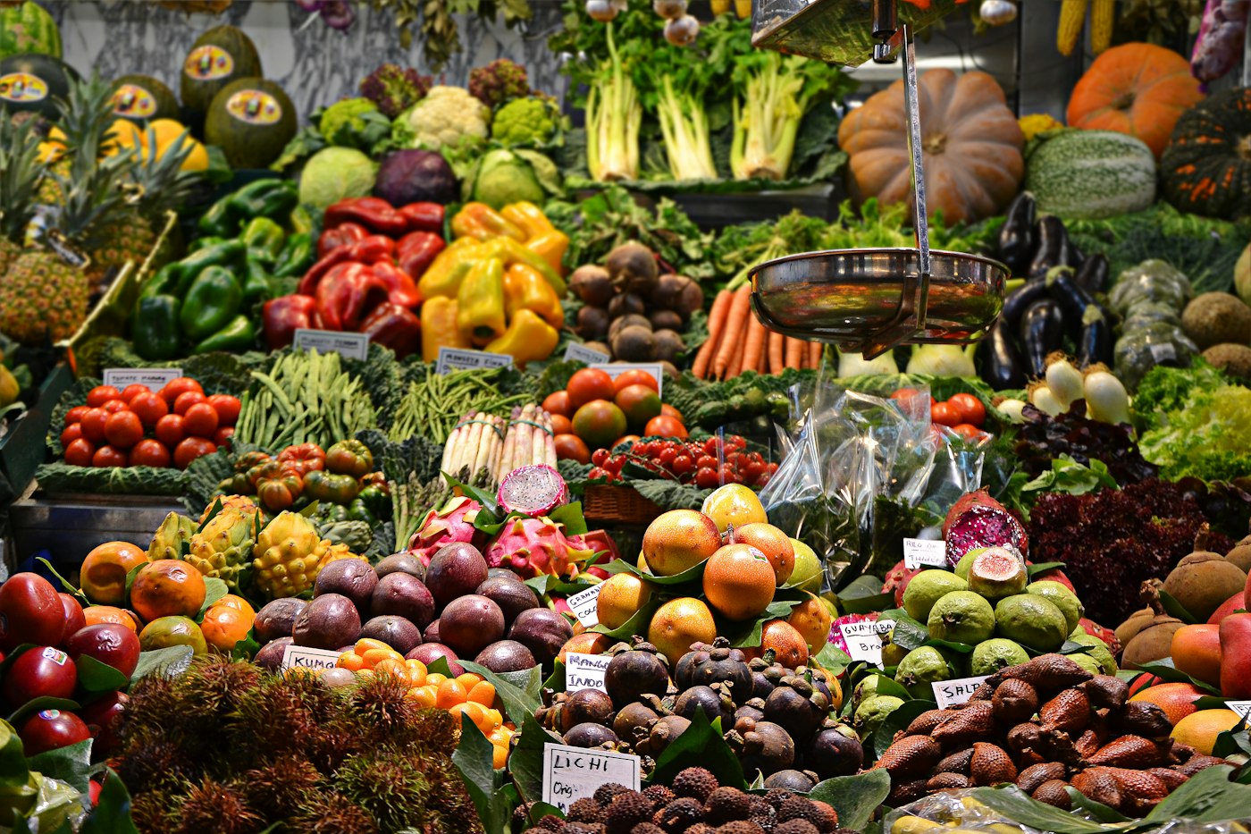 A basket of market vegetables